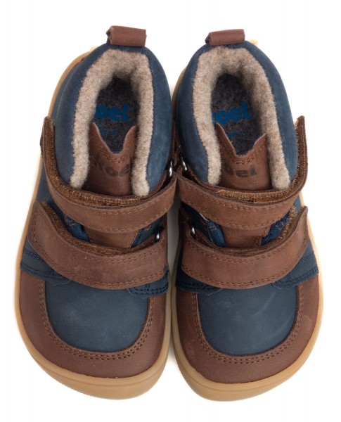Koel bare+ ~ Karo HighCut Klettschuh Wollfleece + Tex ~ Navy/Brown