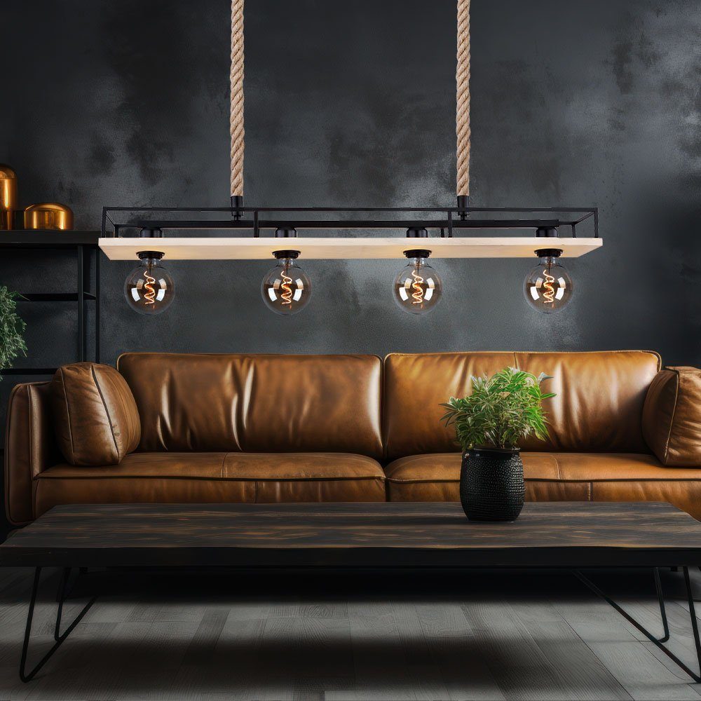 etc-shop Hängeleuchte, Leuchtmittel nicht inklusive, Hängelampe Holzleuchte Deckenleuchte Wohnzimmer