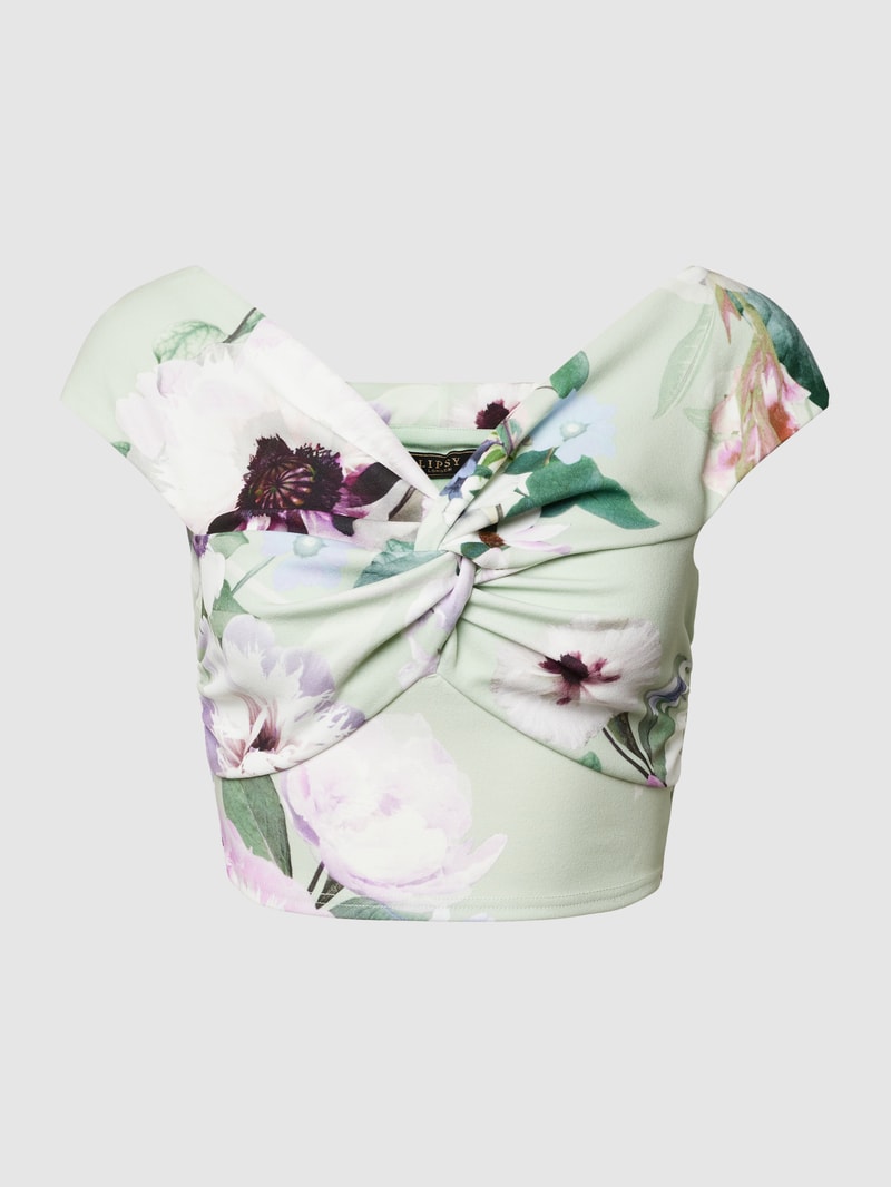 Cropped T-Shirt mit V-Ausschnitt in mint