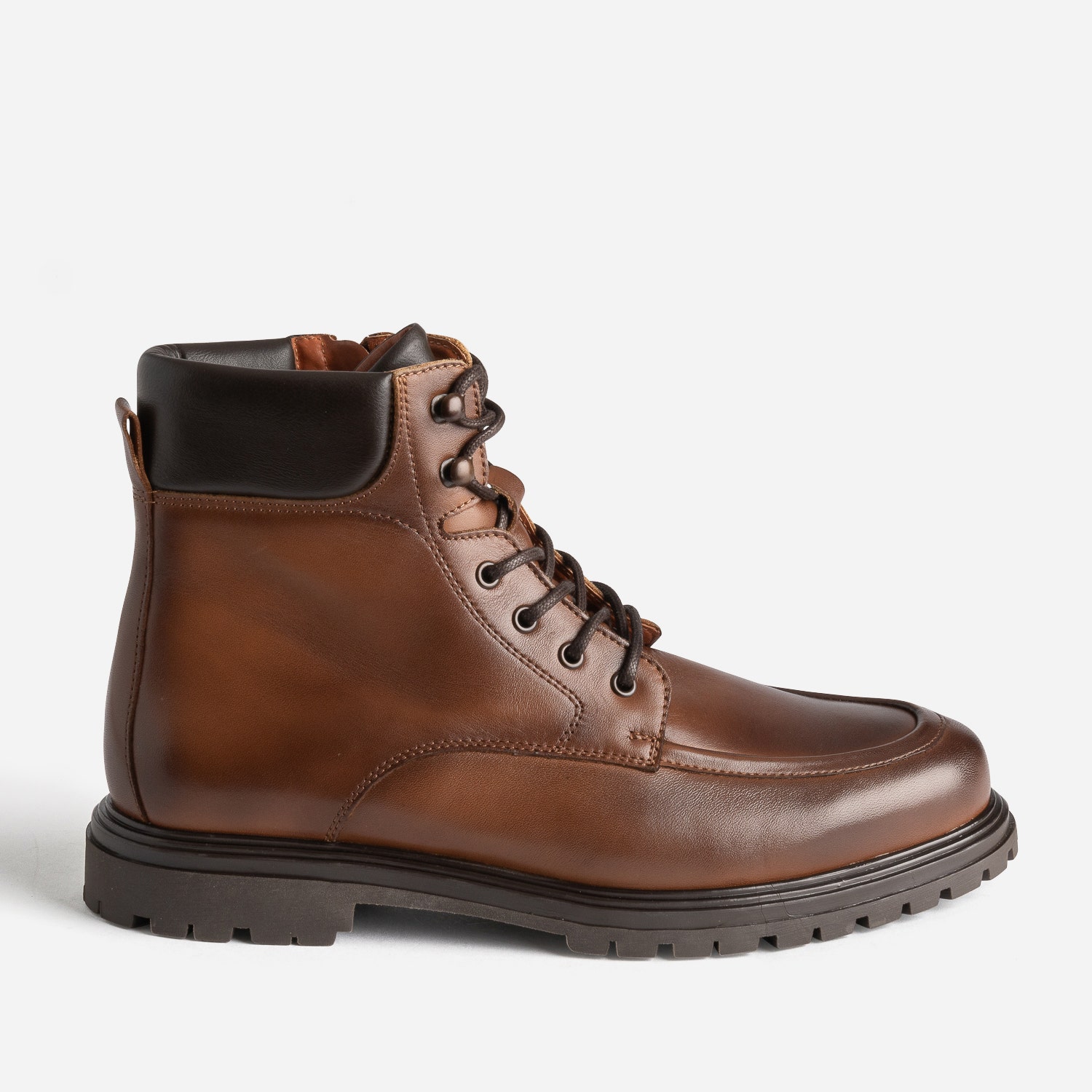 Boots à lacet cognac en cuir