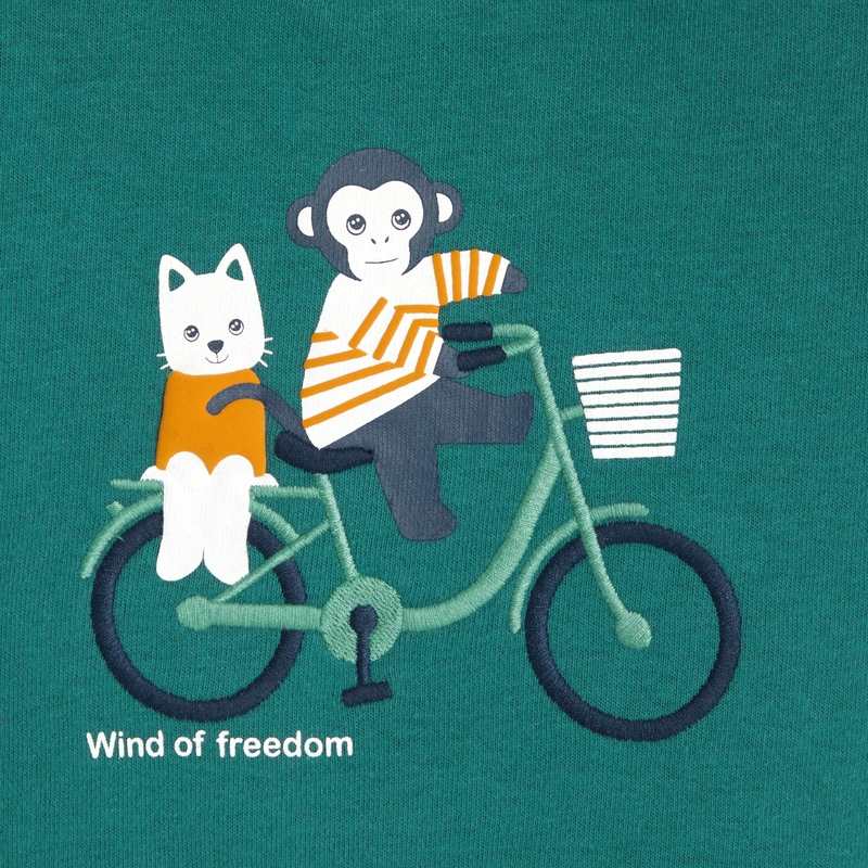 Sweat col croisé animaux bleu bébé garçon