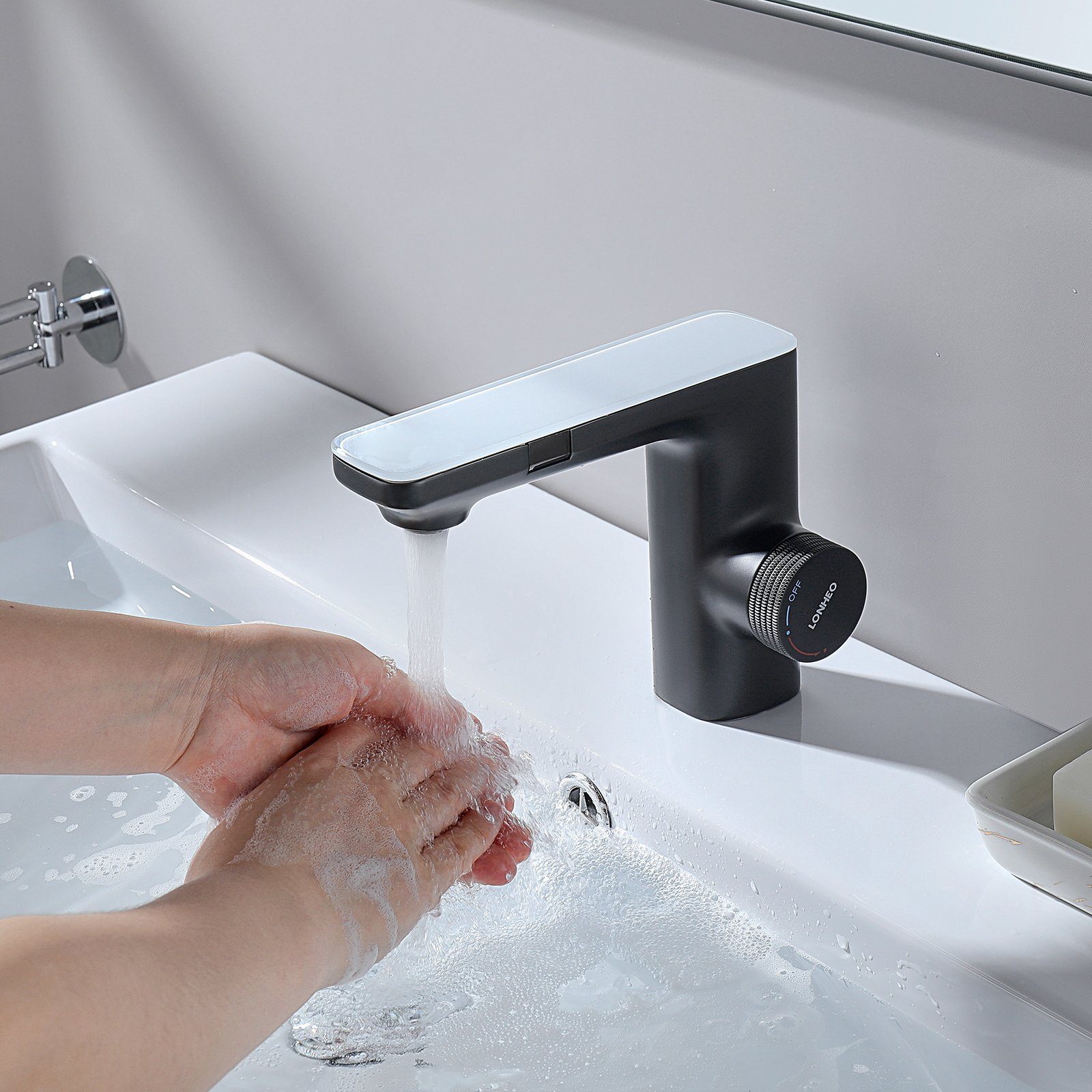 Lonheo Waschtischarmatur Automatik Infrarot IR Sensor Waschbecken Wasserhahn Mischbatterie