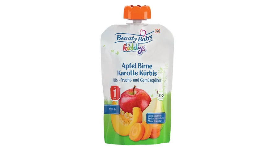 Beauty Baby Kiddys Bio Quetschie Apfel Birne Karotte Kürbis 100 g