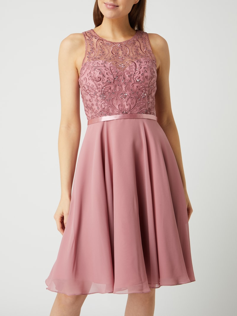 Cocktailkleid mit Strasssteinbesatz in mauve