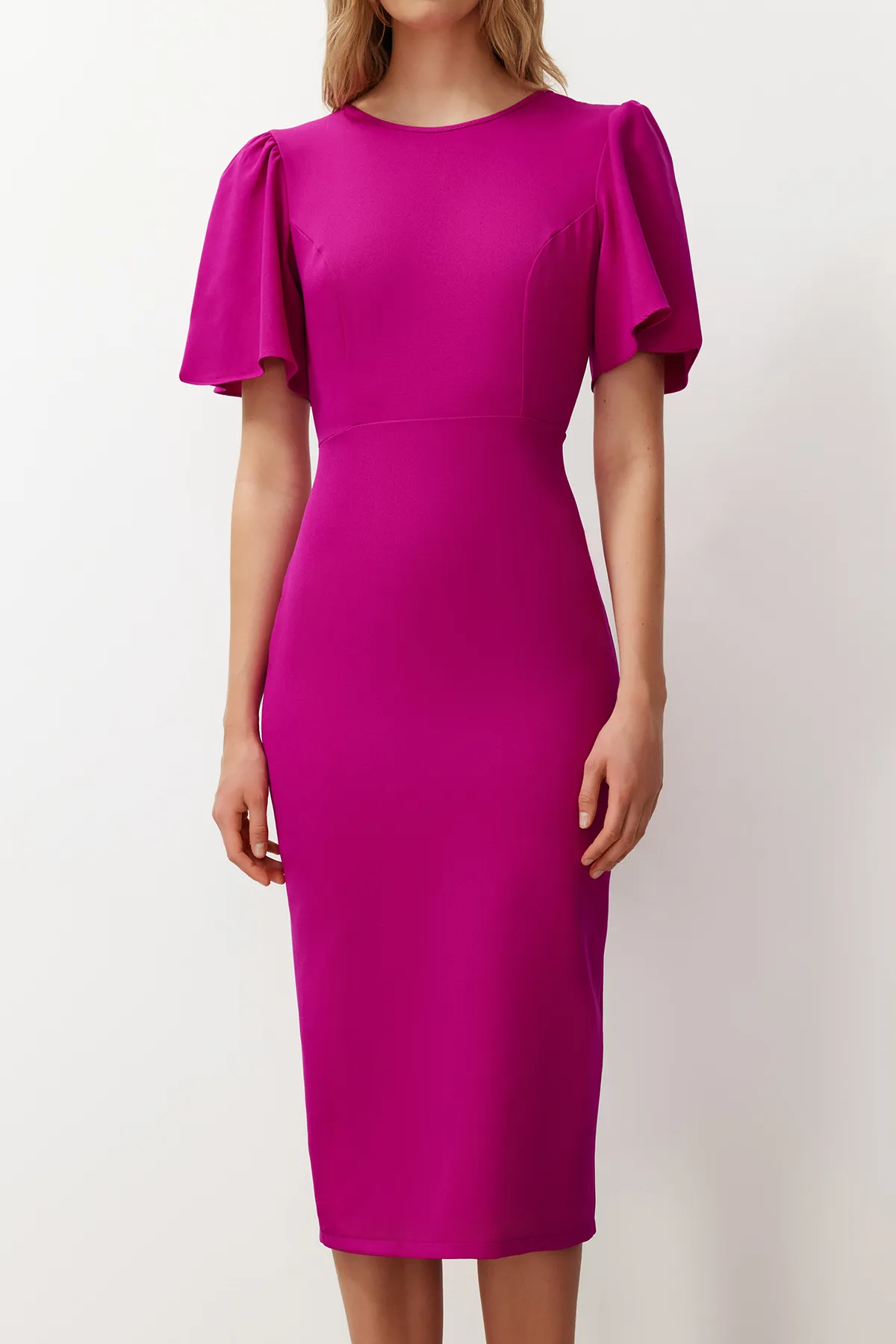 Trendyol Collection  Gewebtes Midikleid in Fuchsia TWOSS24EL00659