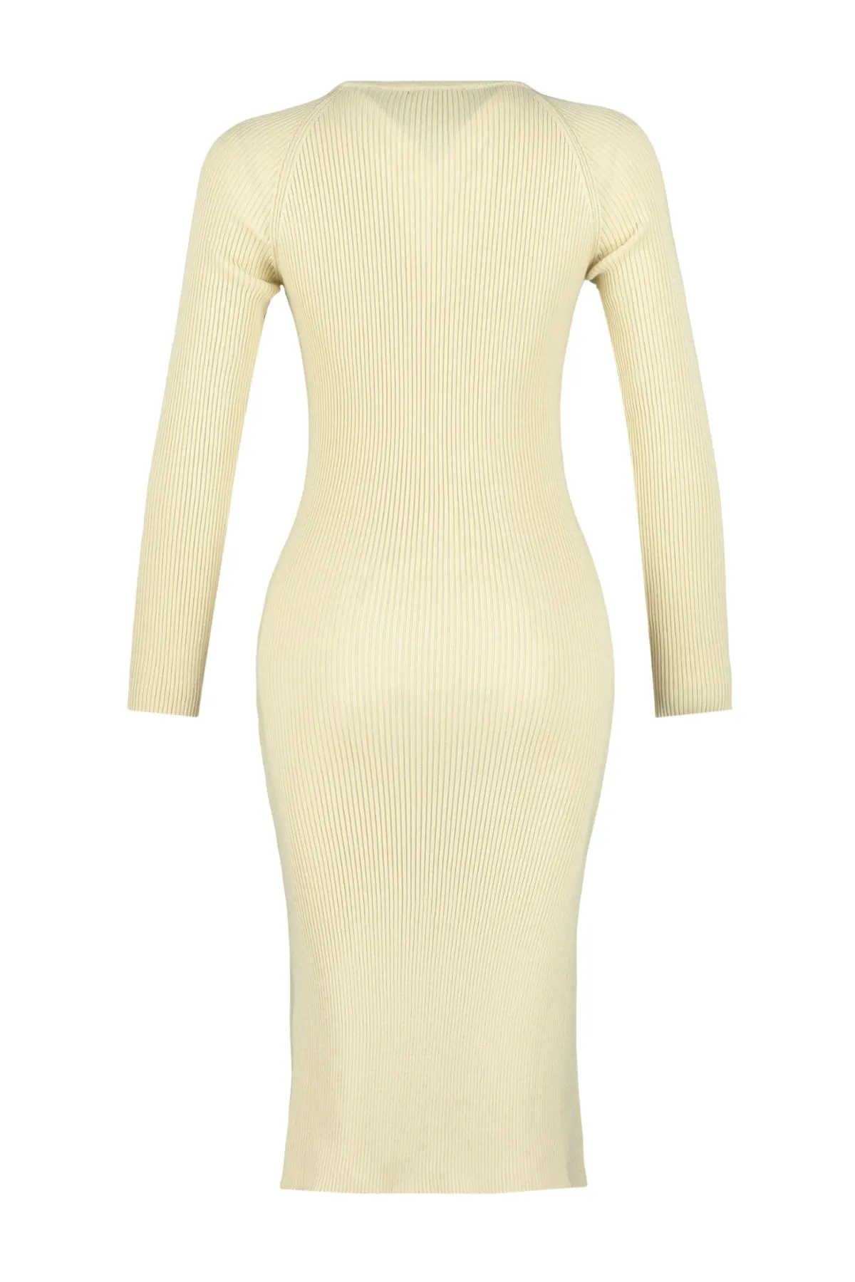 Trendyol Collection  Steinfarbenes Midi-Strickkleid mit Rundhalsausschnitt TWOAW23EL00023