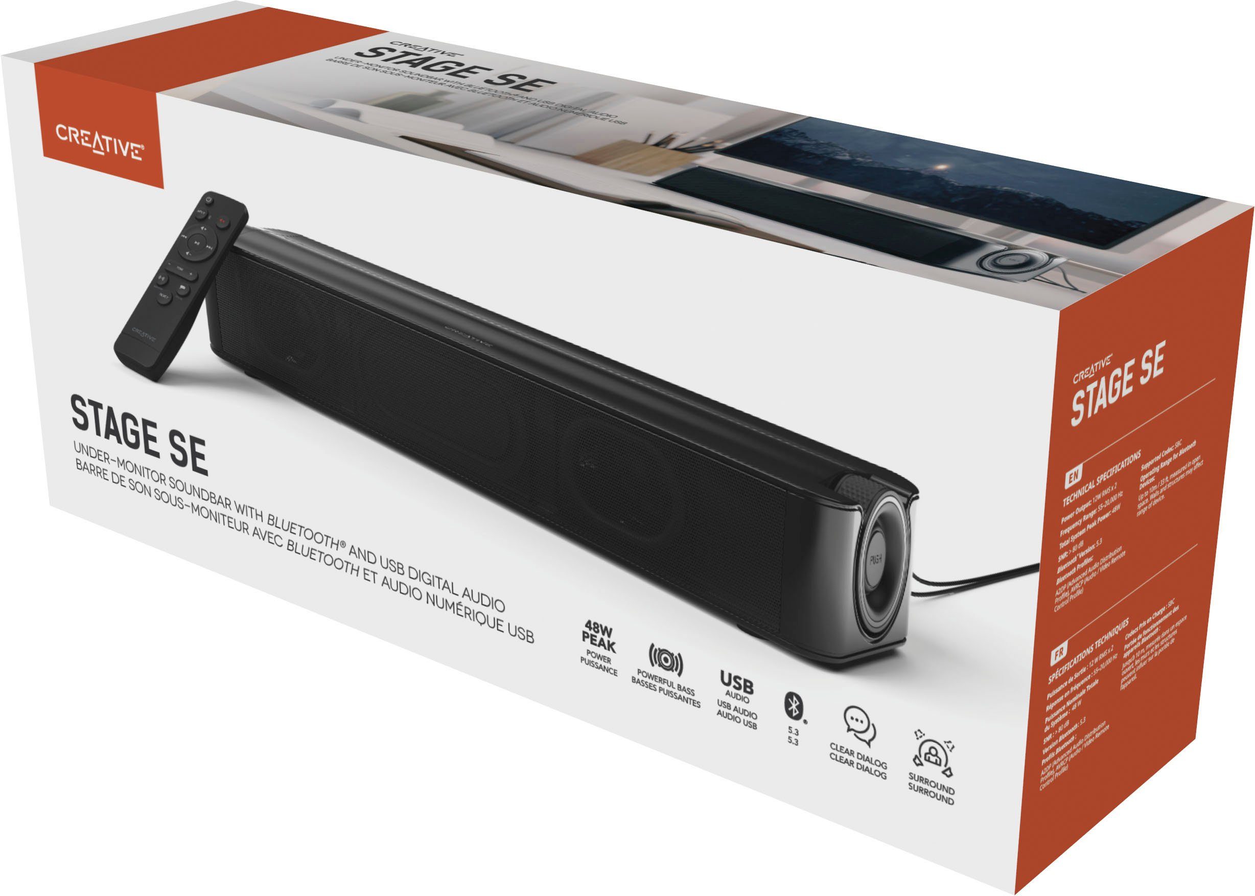 Creative Stage SE 2.0 Soundbar (A2DP Bluetooth, AVRCP Bluetooth, Bluetooth, 24 W, USB-C)