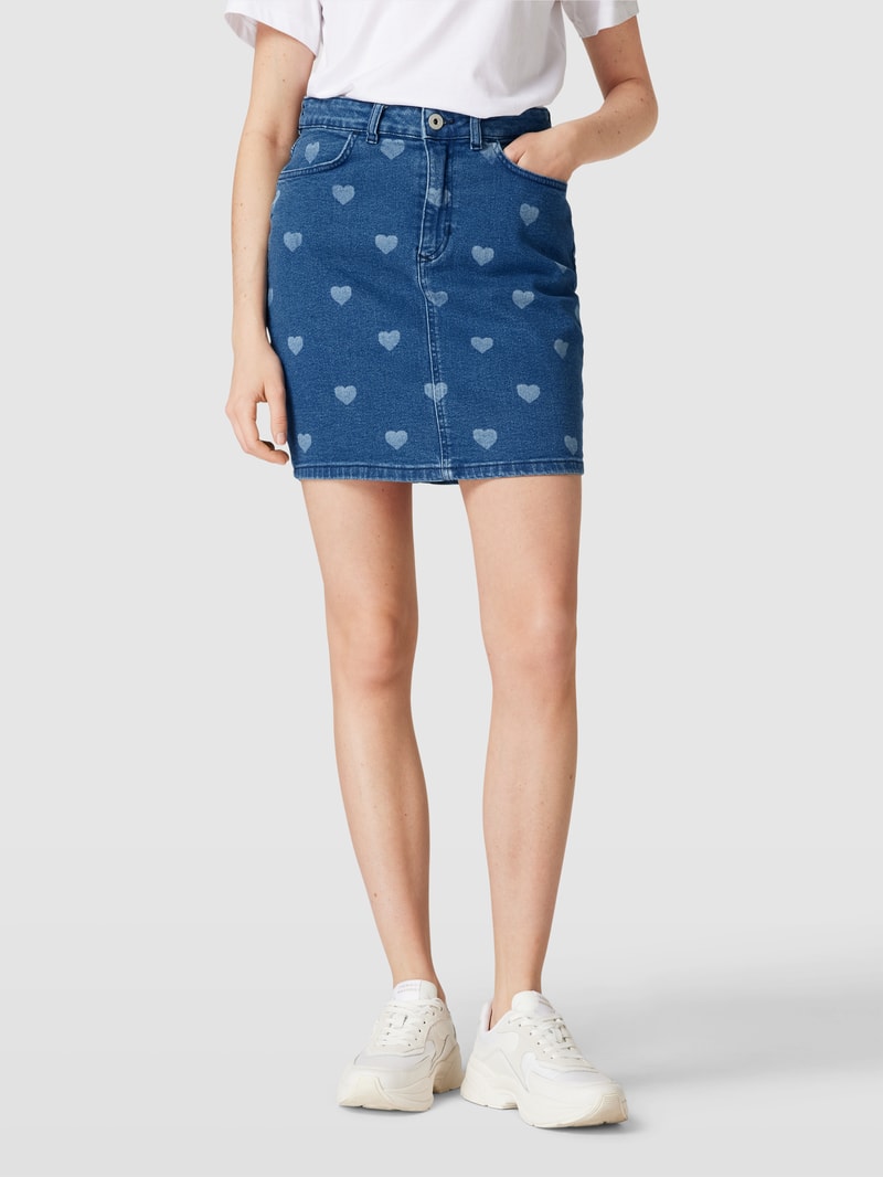 Jeansrock mit Allover-Print Modell 'Piper' in blau