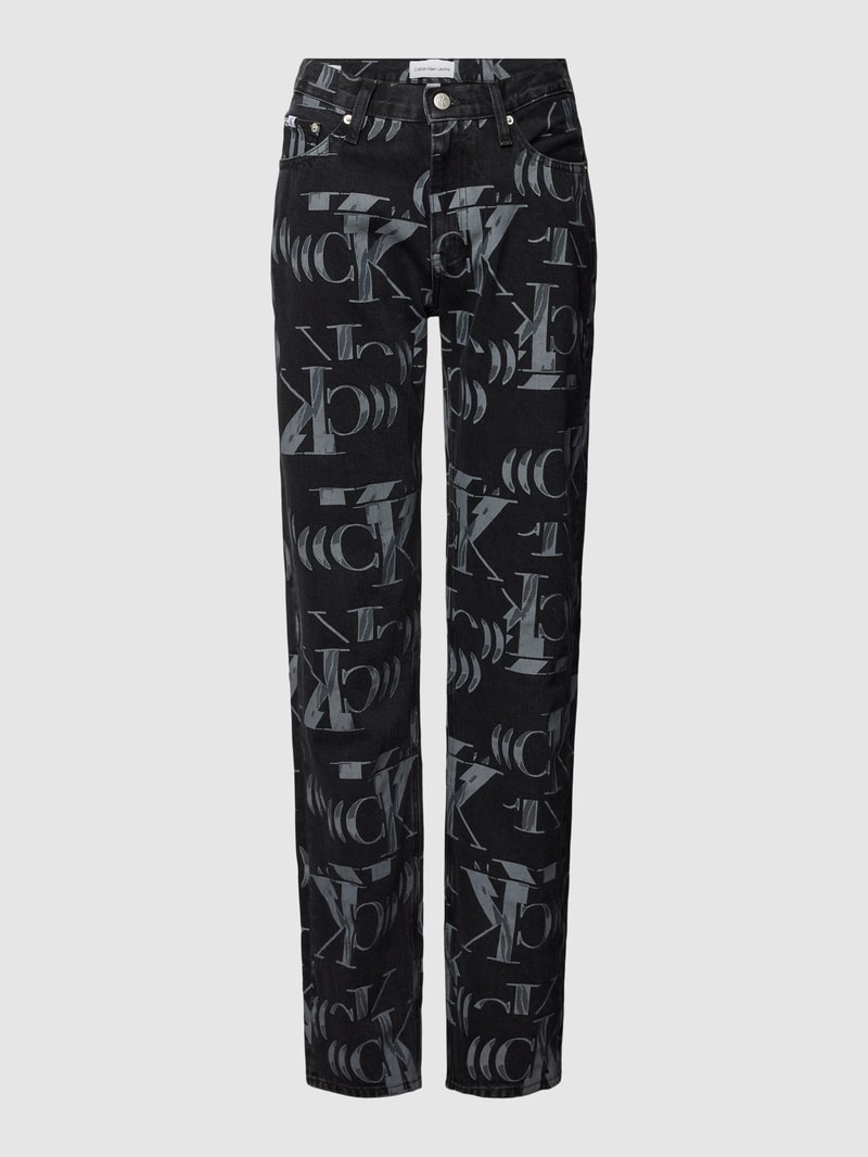 Straight Leg Jeans mit Allover-Logo-Muster in black