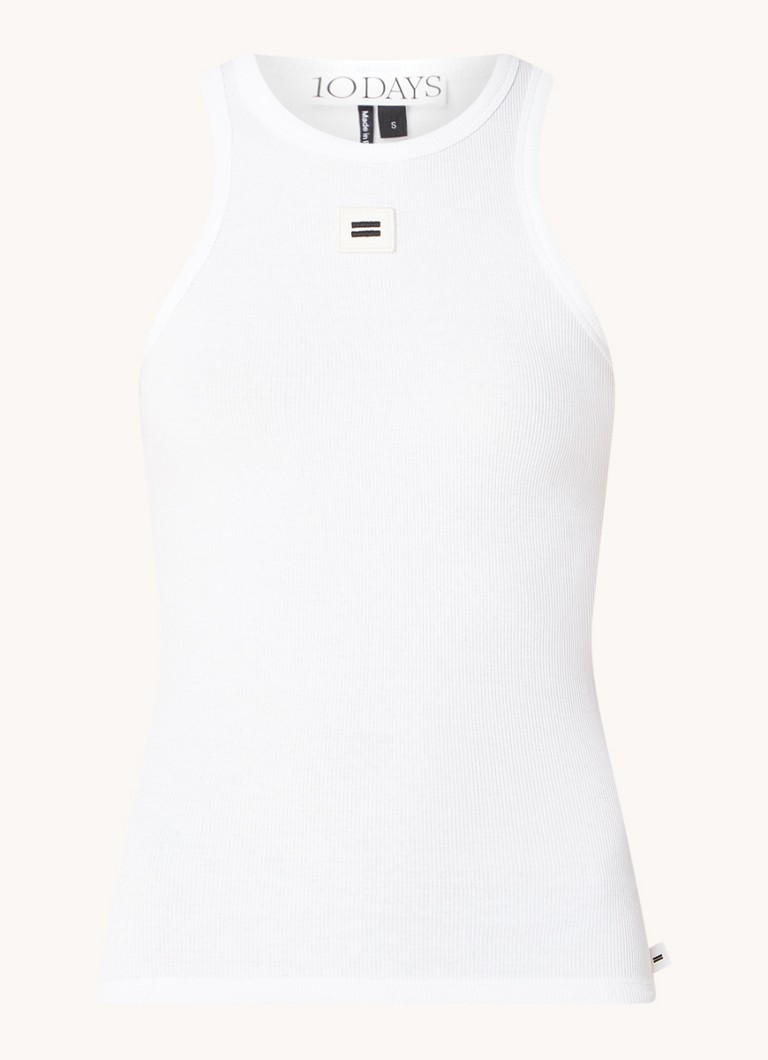 10DAYS Tank top with ribbed structure and logo embroidery