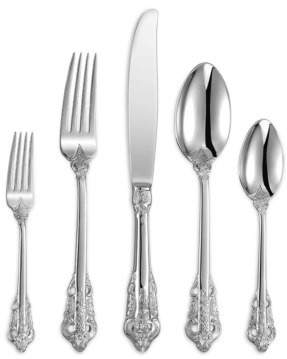 Sarfly Besteck-Set Elegant Besteck, Besteckset 5 teilig, 18/10 Edelstahl poliert, glänzend, feines Silberbesteck