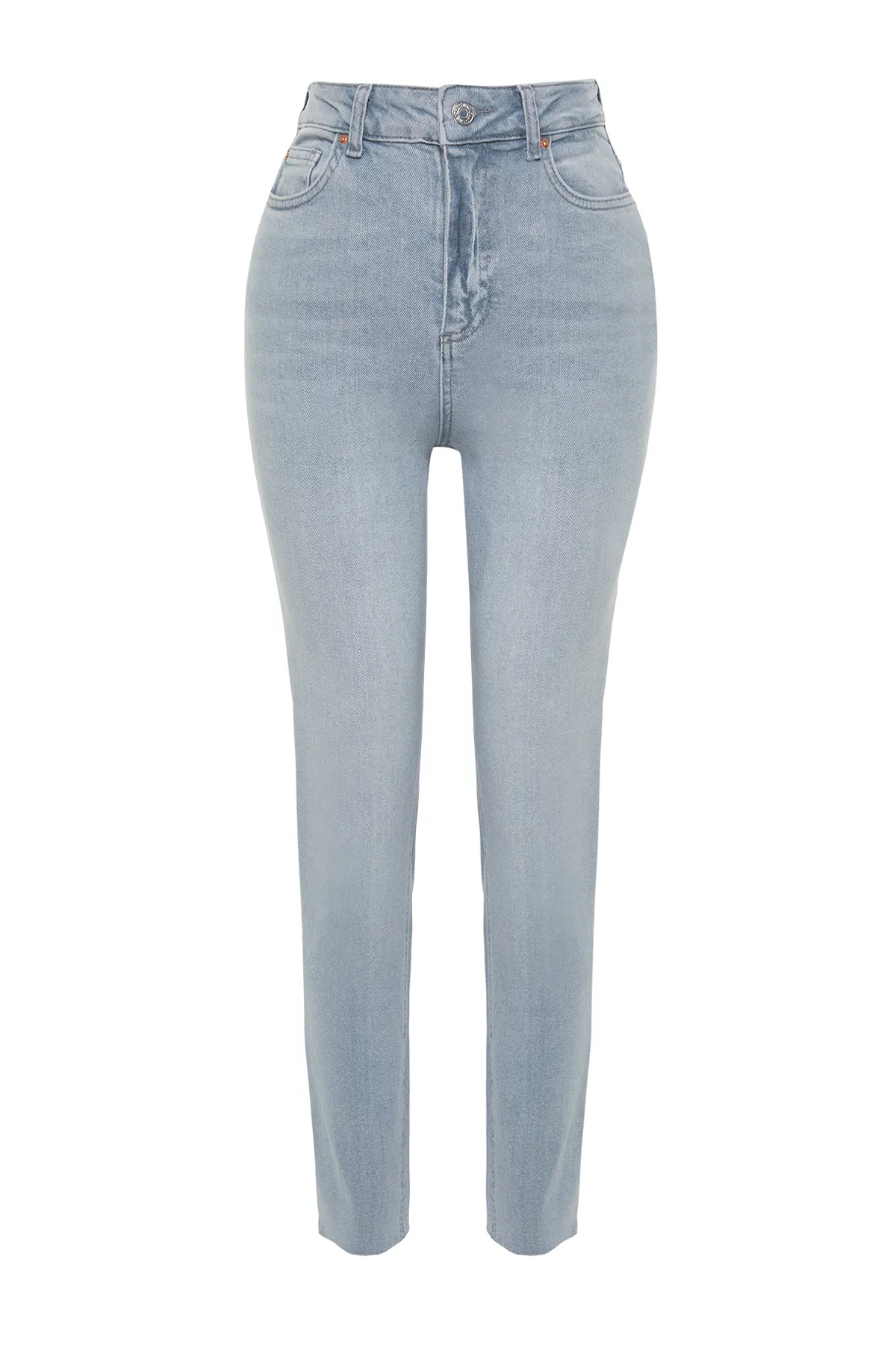 Trendyol Collection  Hellgraue Slim Mom-Jeans mit hoher Taille TWOSS23JE00094