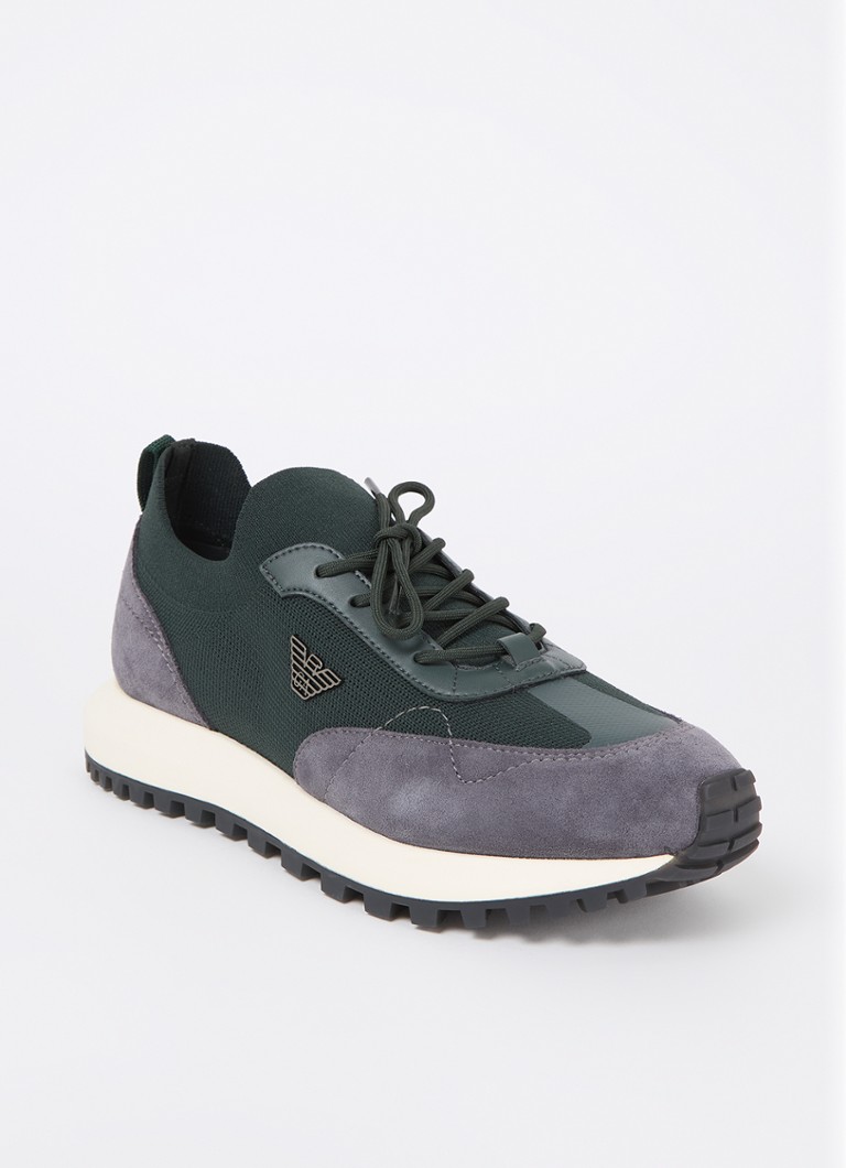 Sneakersy Emporio Armani z siateczki i detalami ze zamszu
