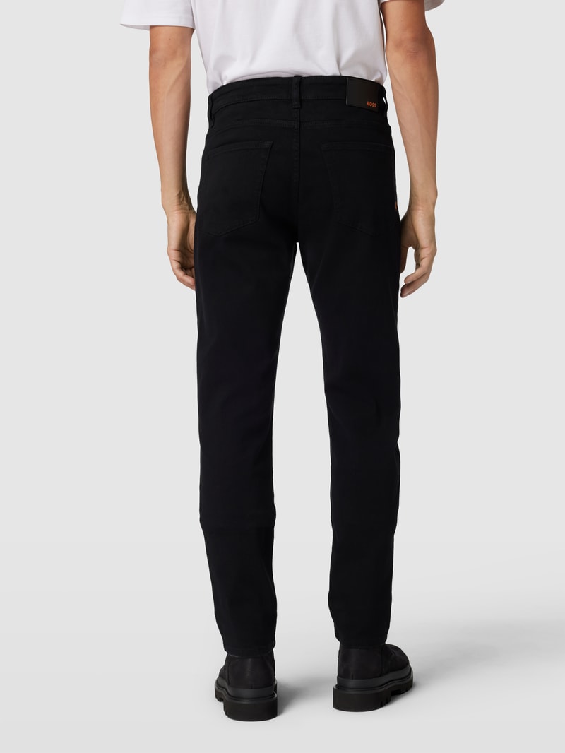 Slim Fit Jeans mit Label-Detail in schwarz