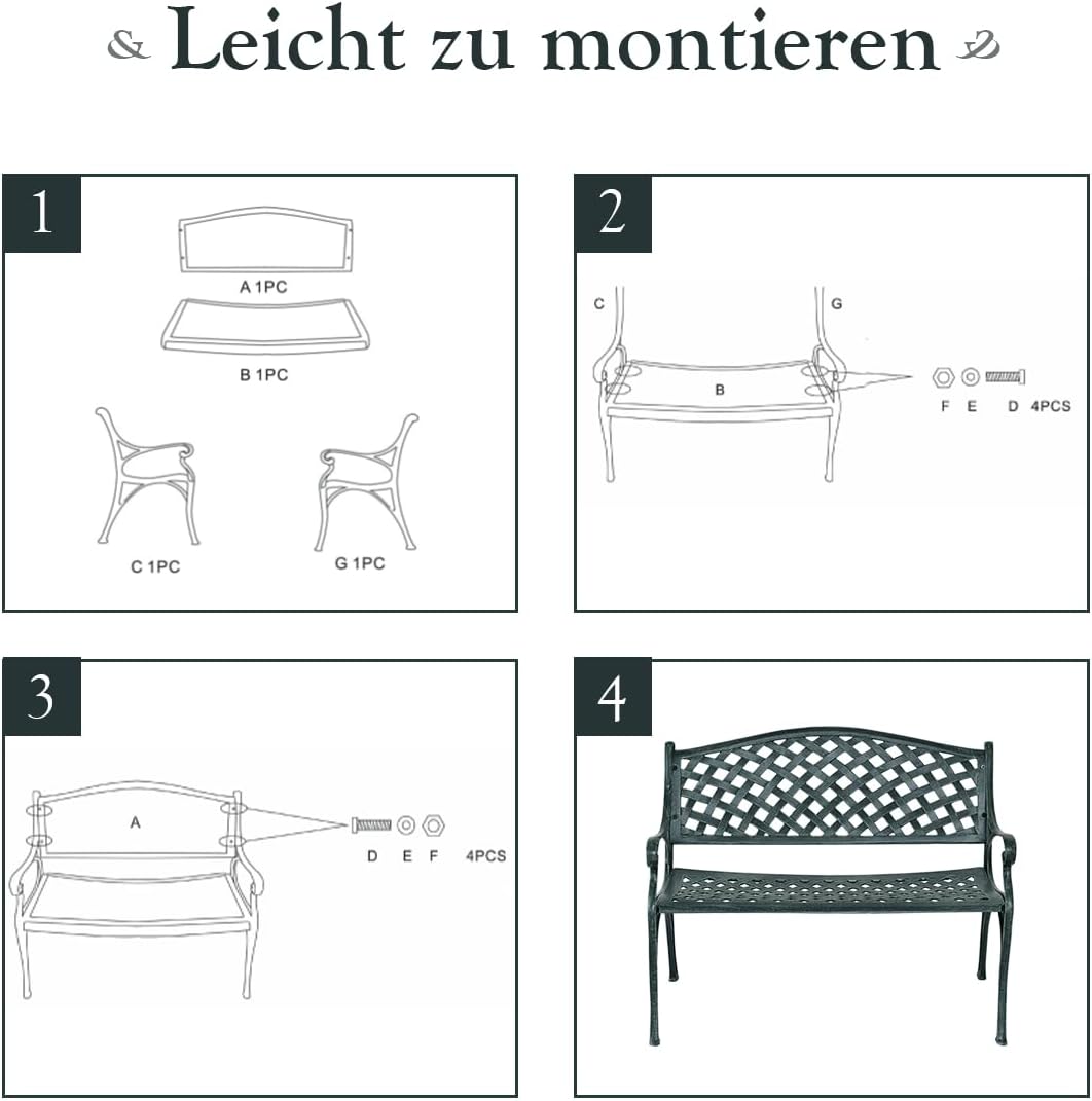 Costway COSTWAY Gartenbank Parkbank Gusseisen
