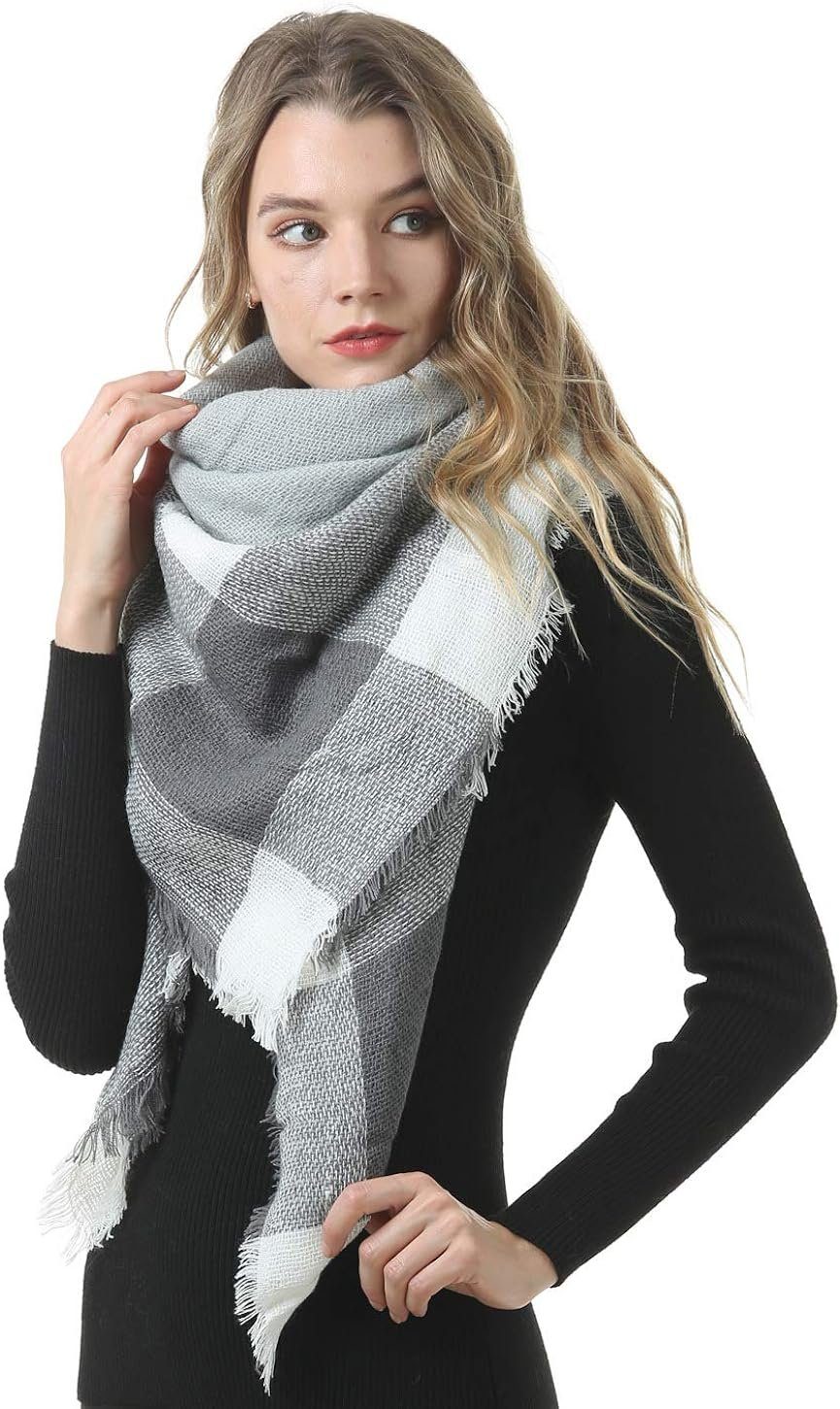 Alster Herz Modeschal Kuschliger Winterschal Damen, Oversize, Kariert, A0327, Oversize