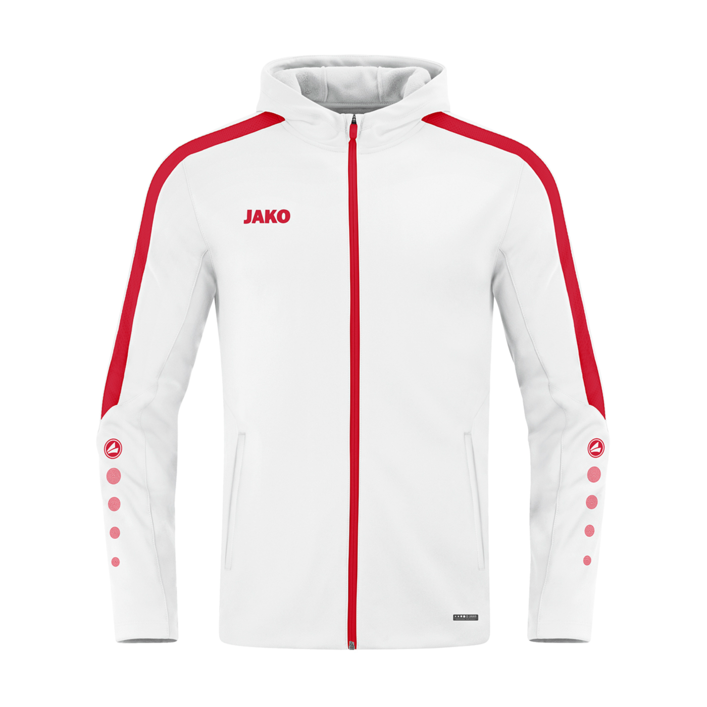 JAKO Power Kapuzenjacke Kids Weiss Rot F004