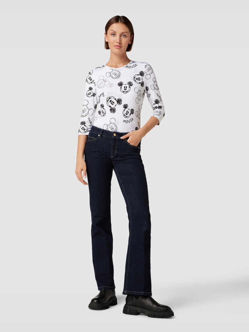 Longsleeve aus Viskose-Elasthan-Mix mit Allover-Muster in offwhite