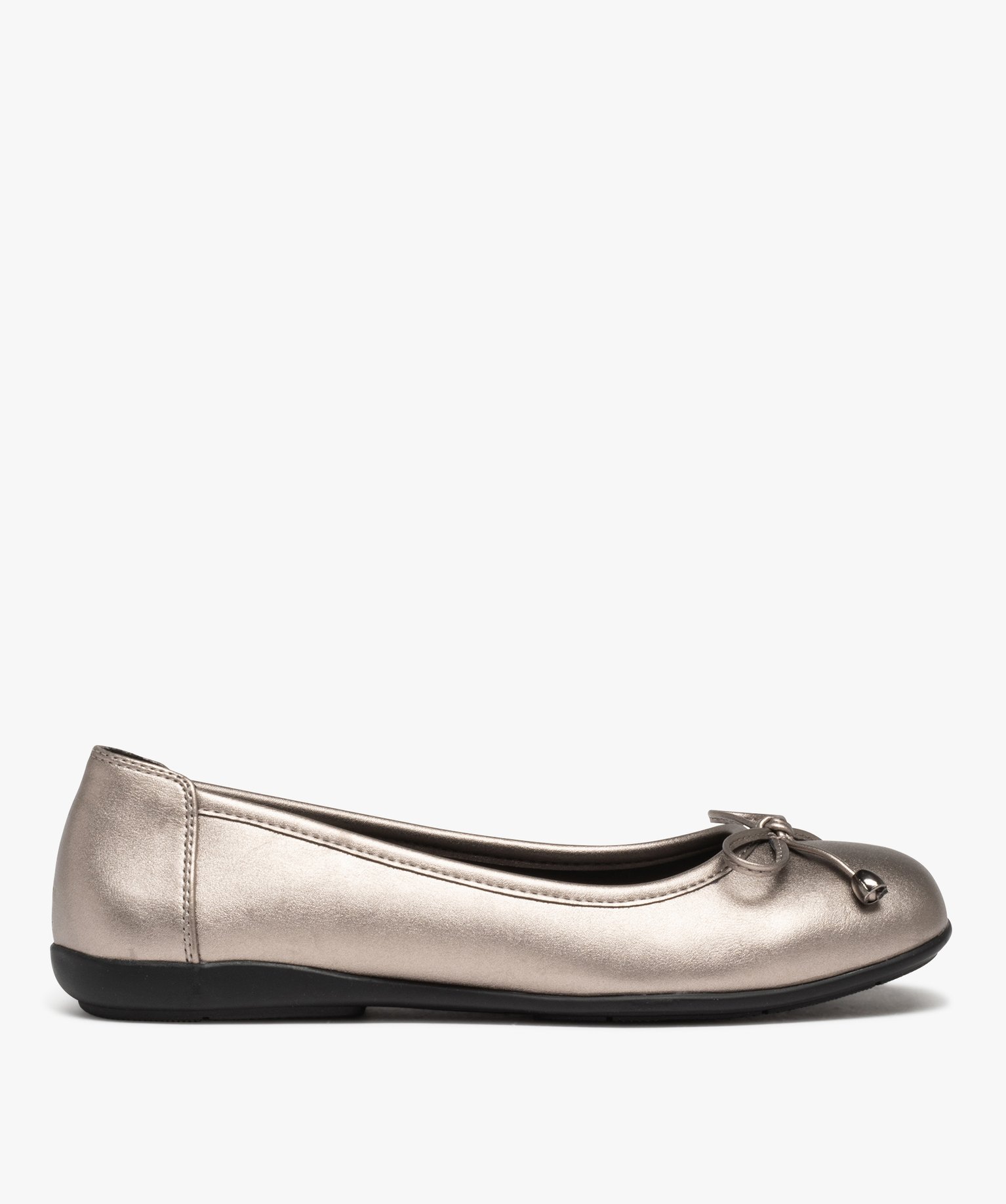 Ballerines femme métallisées à n?ud décoratif gris | GEMO
