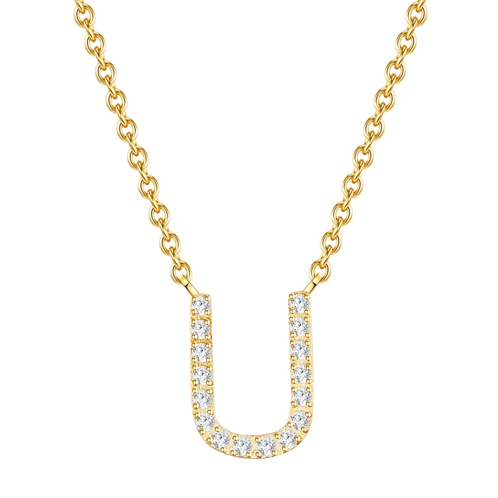 EASTSIDE Collier en acier inoxydé Lettre U Acier inoxydable Oxyde de zirconium (CZ) en Or  collier
