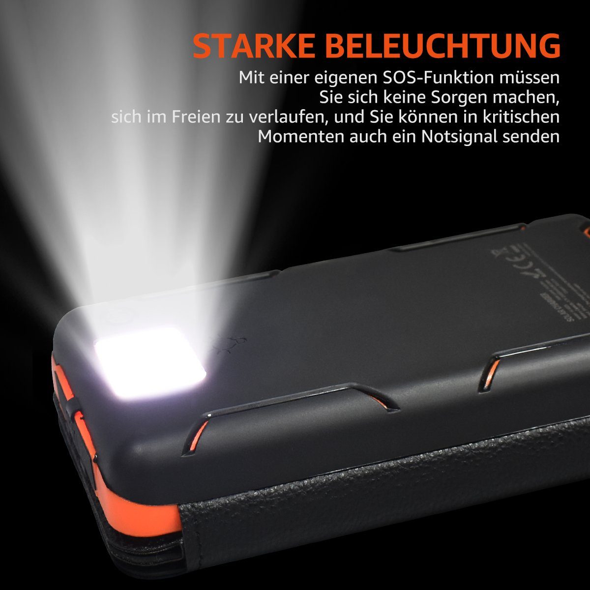 LifeImpree Taschenlampe 26800 mAh Solar Powerbank mit Notfall-Taschenlampe, Geeignet für Outdoor-Sportarten, Camping-Abenteuer