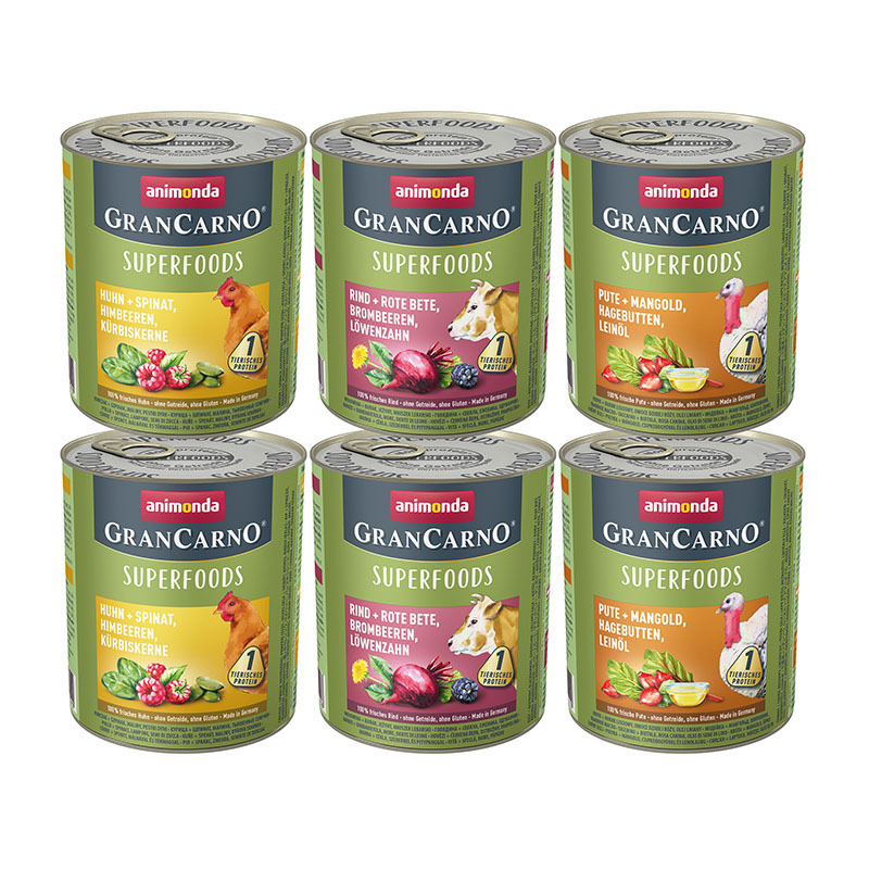 Animonda Hundenassfutter Animonda GranCarno Superfoods Adult Mixpaket 6x800g