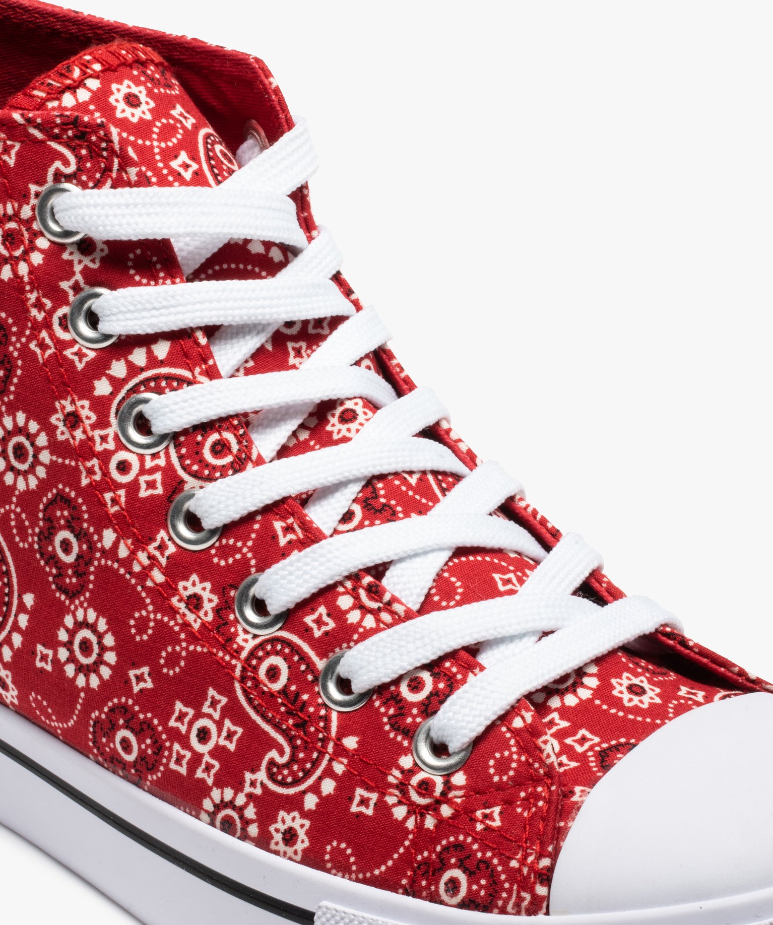 Baskets femme montantes en toile imprimée rouge | GEMO