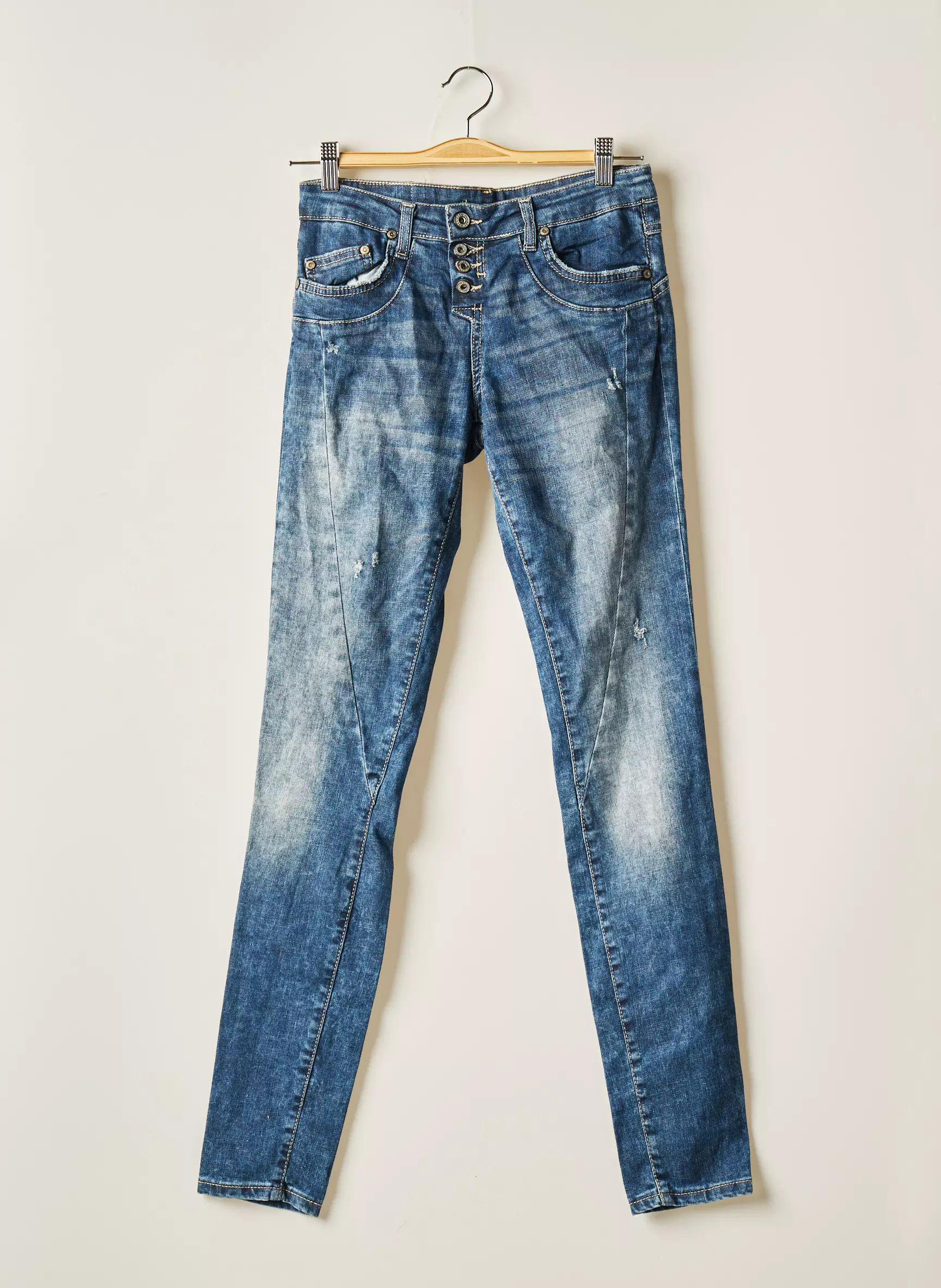 Please Jeans Coupe Slim Femme couleur bleu