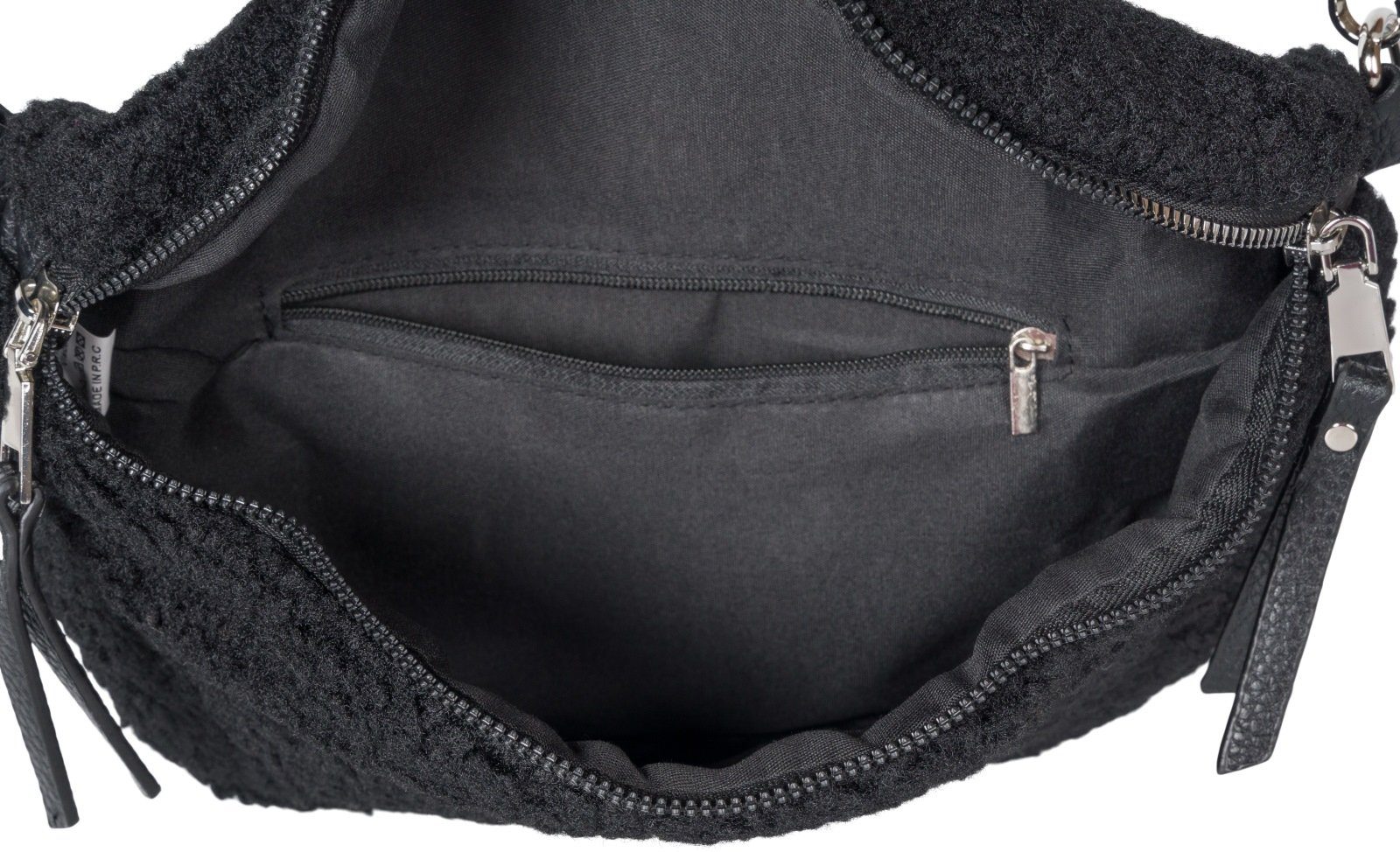 styleBREAKER Umhängetasche (1-tlg), Teddyfell Halbmond Crossbody Bag