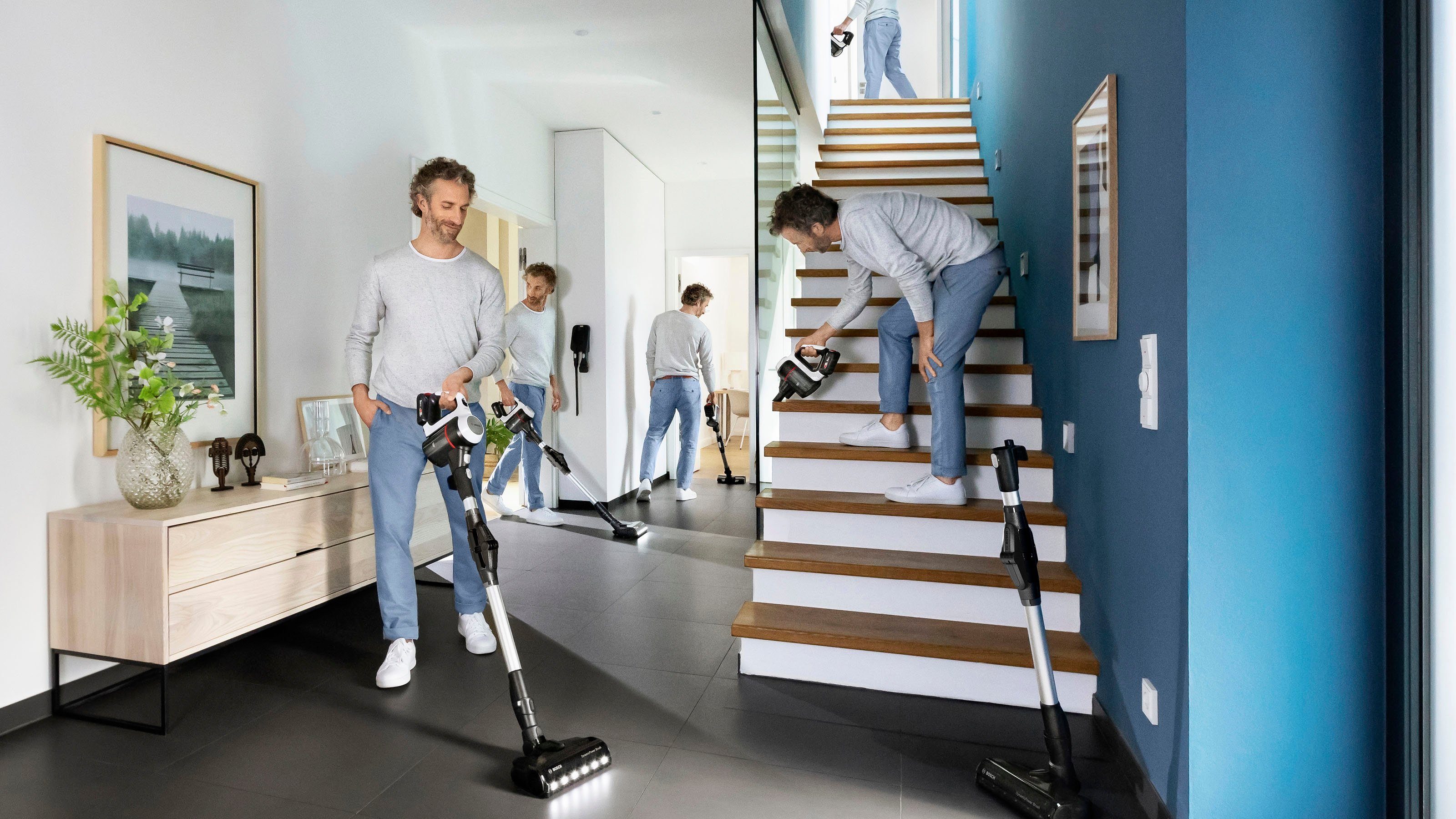 BOSCH Akku-Stielstaubsauger Unlimited 7 BSS711W, beutellos, 40 Min. Laufzeit, austauschbarer Akkupack, inkl. umfangreichen Zubehör