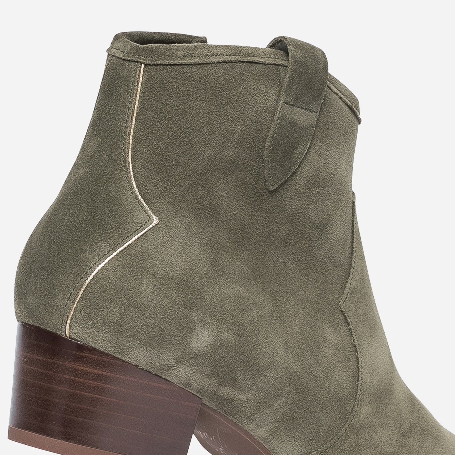 Boots ERAM FLEX kaki en cuir velours