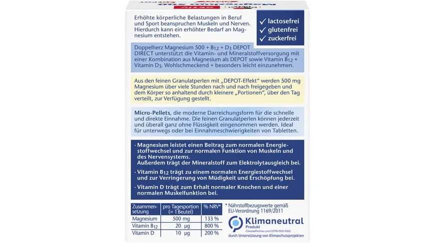 Doppelherz Magnesium 500 + B12 + D3 DEPOT Direct