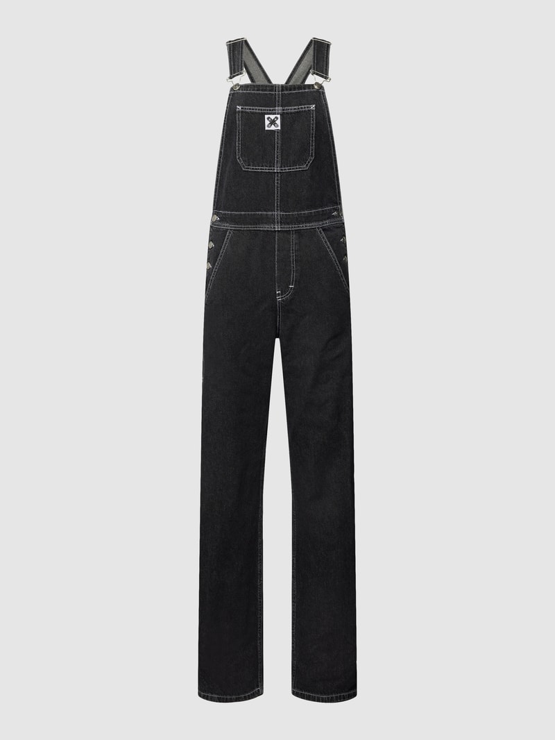 Latzhose mit Label-Detail in schwarz