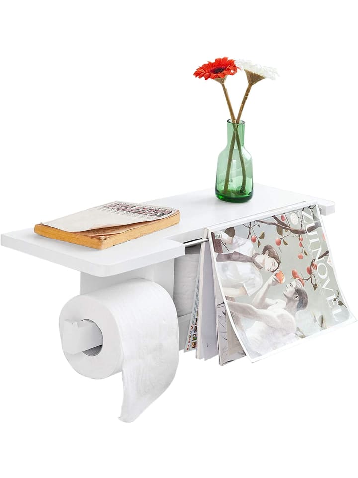 SoBuy Toilettenpapierhalter in Weiß - (B)50 x (H)17 x (T)18cm günstig kaufen onesize