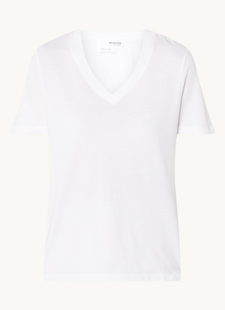 Selected Femme Essential organic cotton T-shirt with V-neck