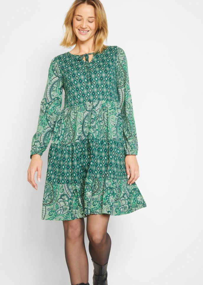 Kurzes Jerseykleid aus Baumwoll- Viskose Mischung, A-Linie