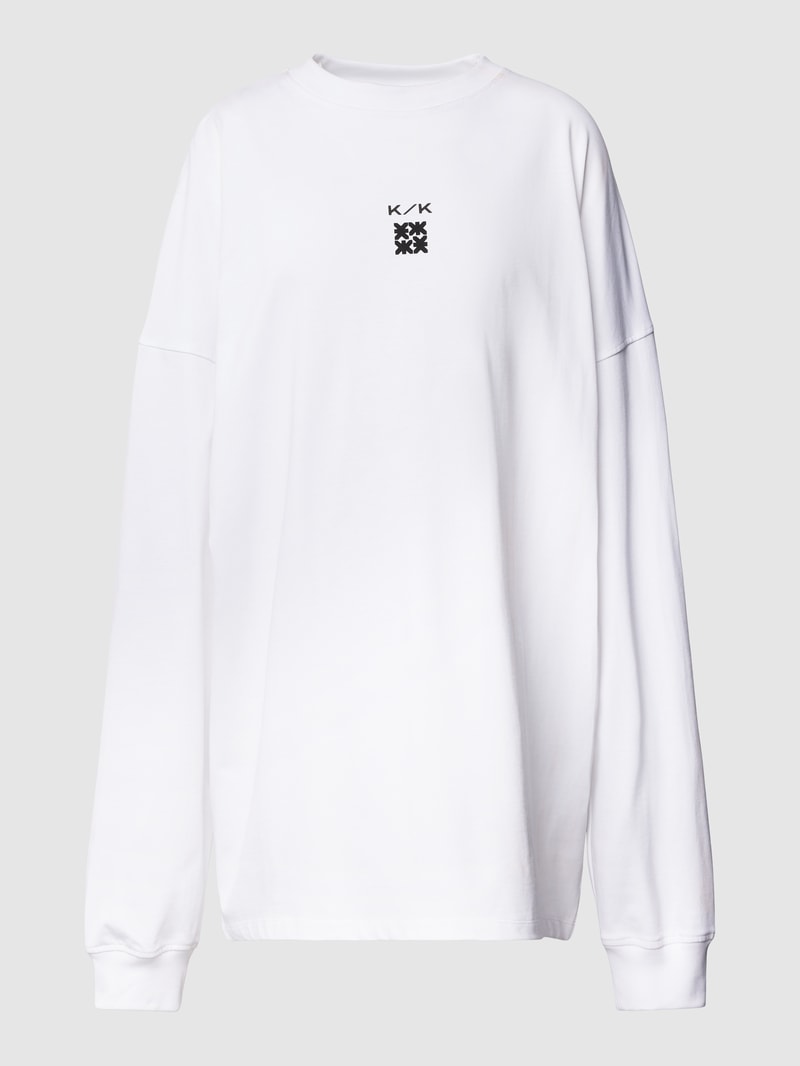 Oversized Longsleeve mit Label-Print in weiß