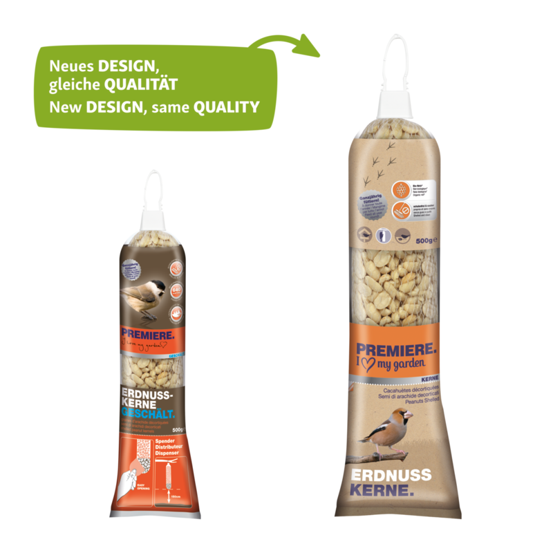 PREMIERE Wildvogelfutter PREMIERE Erdnussspender 500g