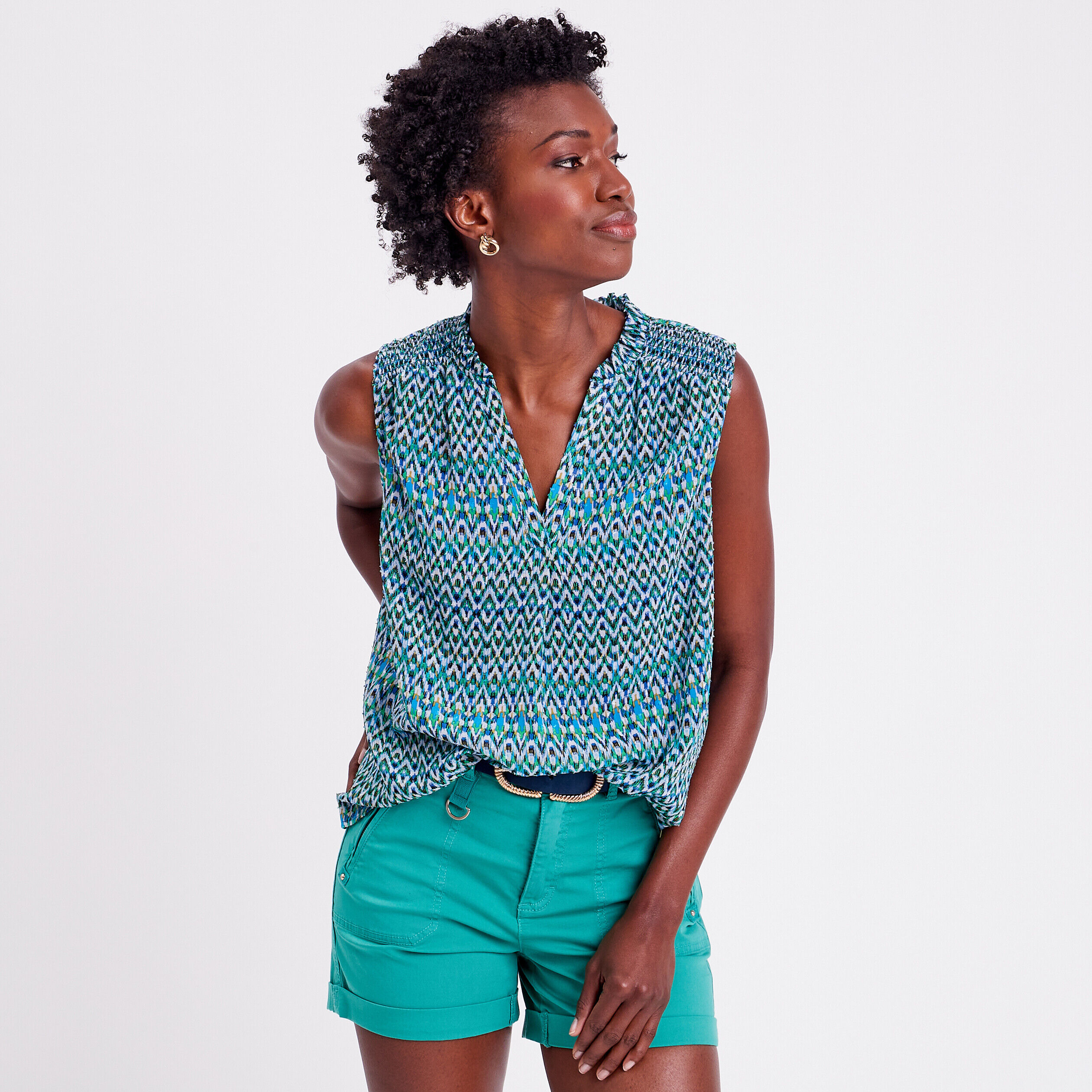 Blouse sans manches bleu femme | Cache Cache