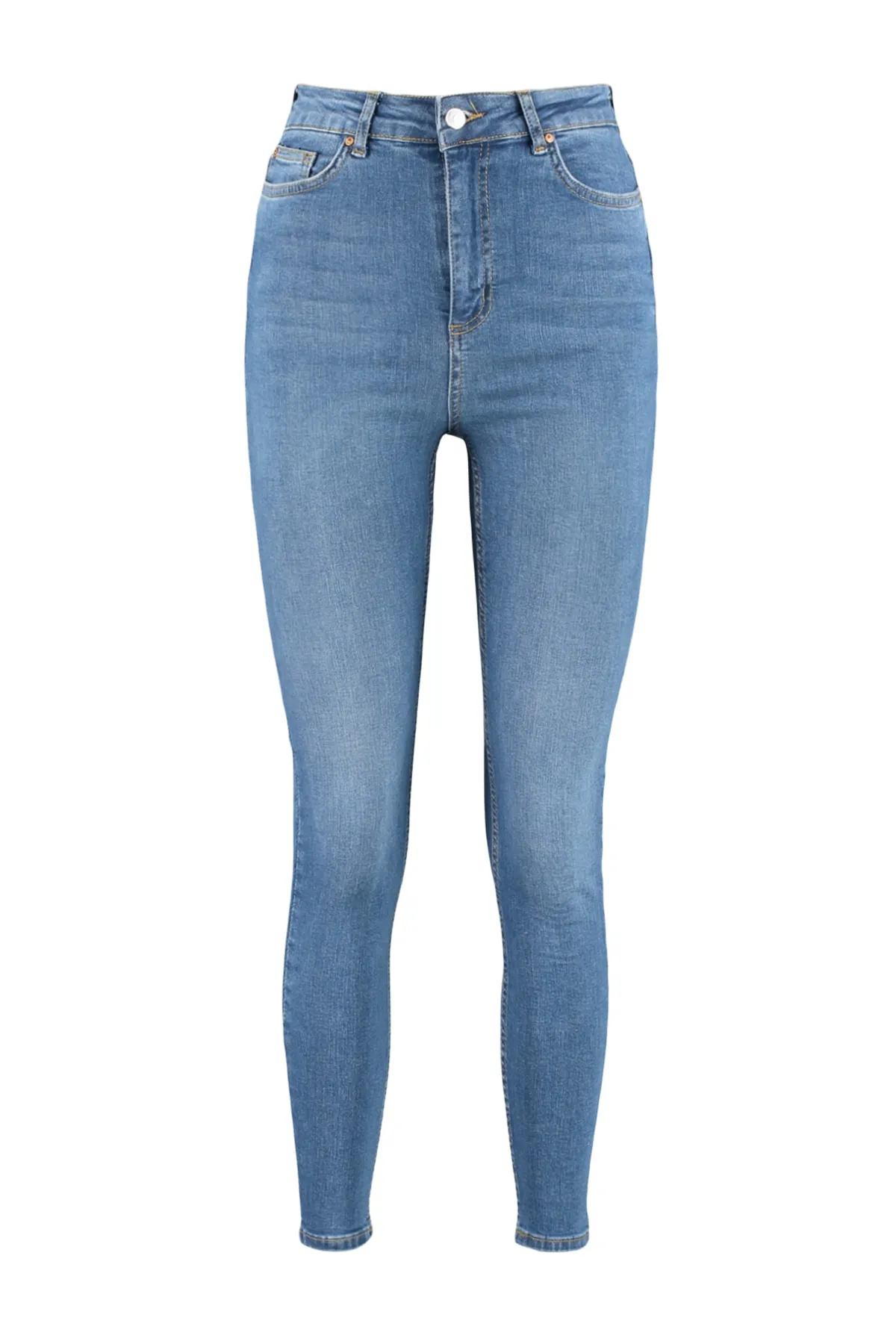 Trendyol Collection  Blaue Skinny Jeans mit normaler Taille TWOSS23JE00073