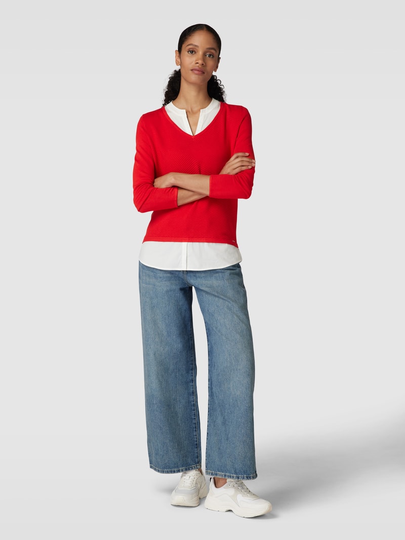 Strickpullover im Double-Layer-Look in rot