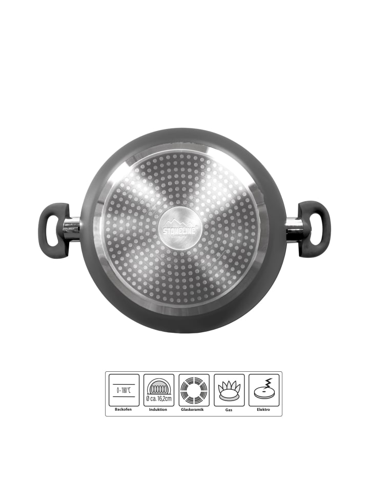 Stoneline Keramik Servierpfanne 24 cm | mit Deckel in Grau günstig kaufen Ø 24cm