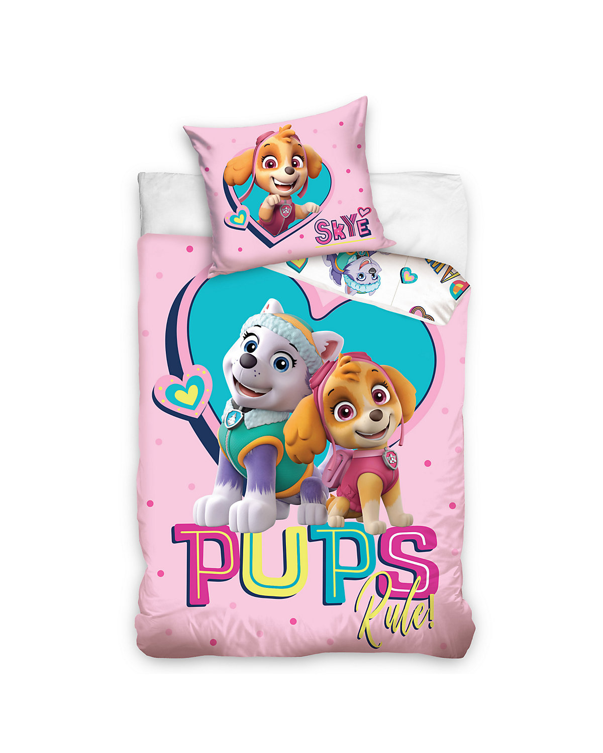 Kinder-Bettwäsche Mädchen Paw Patrol Skye, Renforcé, 135 x 200 cm + 80 x 80 cm