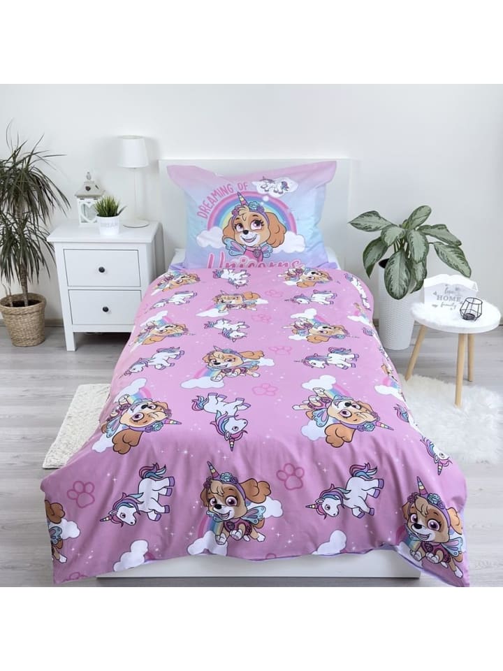 Paw Patrol 2-tlg.Set: Kinderbettwäsche Paw Patrol Skye Einhorn in Rosa günstig kaufen 140