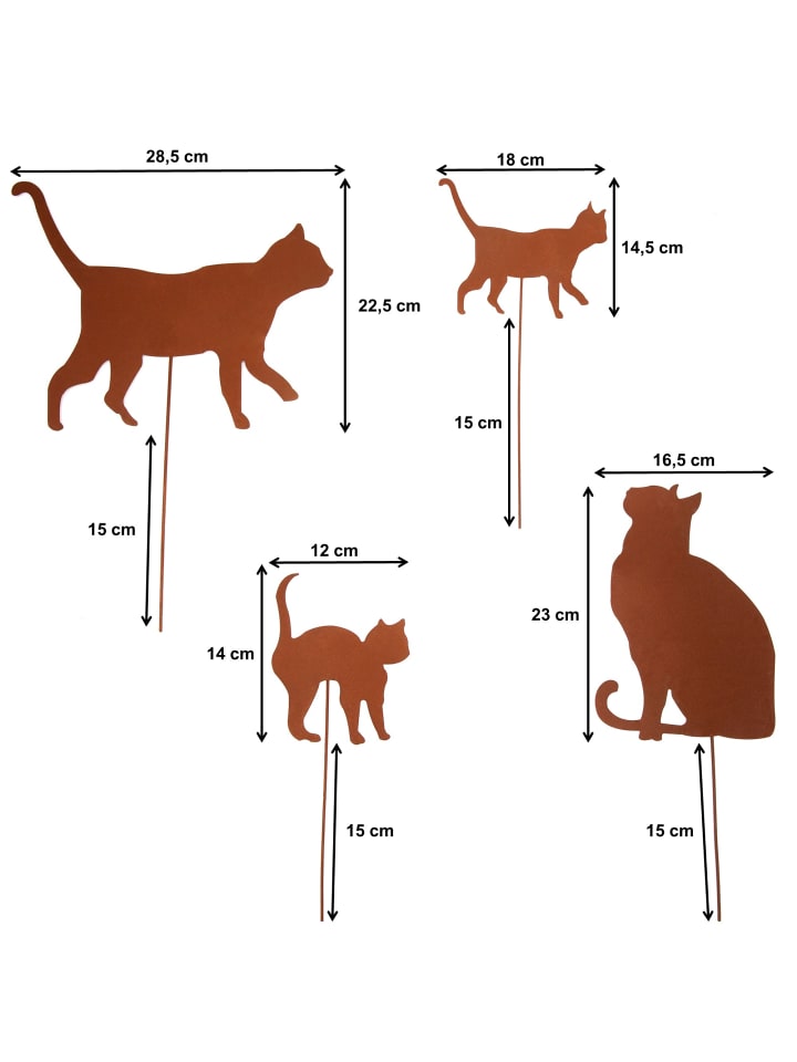 UNUS 4er Set Gartenstecker Rost Katzen in Braun günstig kaufen onesize