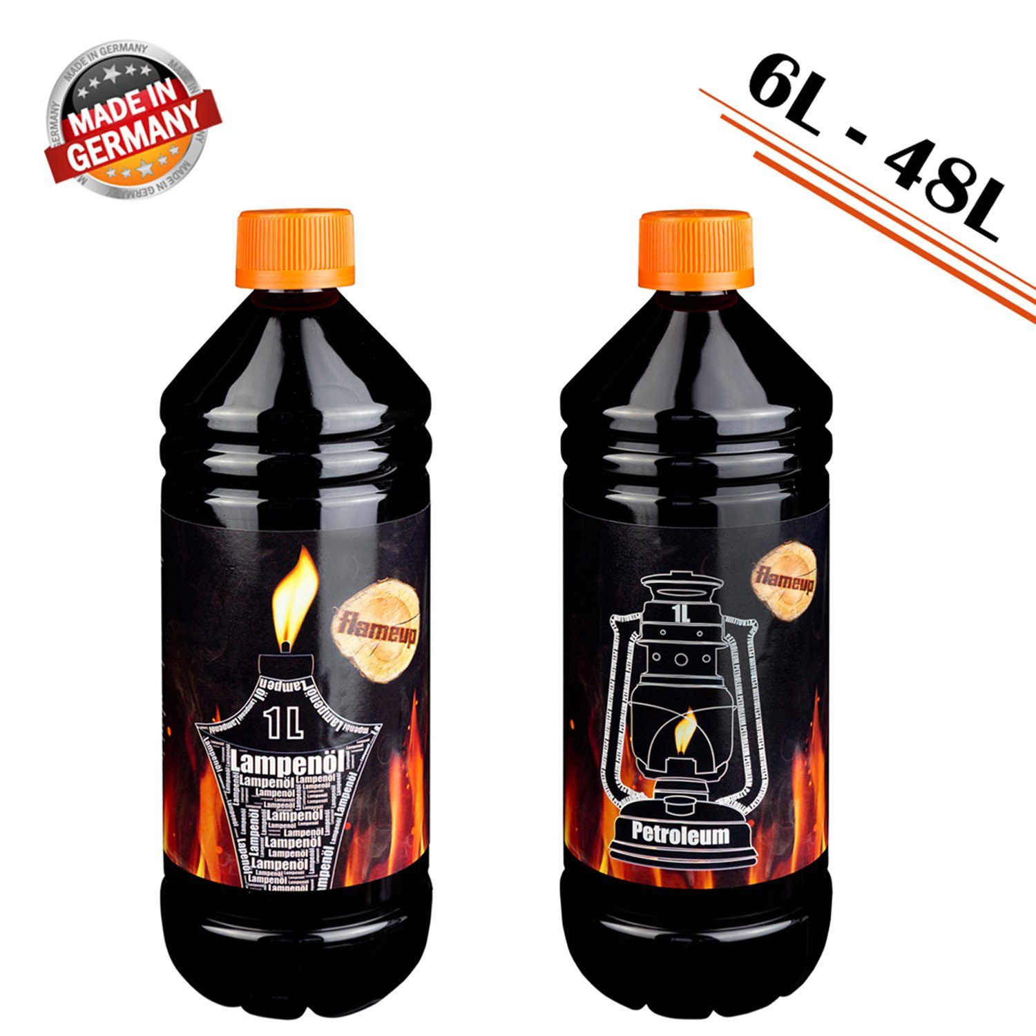 Flameup Lampenöl Set Lampenöl Petroleum 6-24 Liter Heizung Ofen Kamin Öl Lampe Laterne, (6-St)