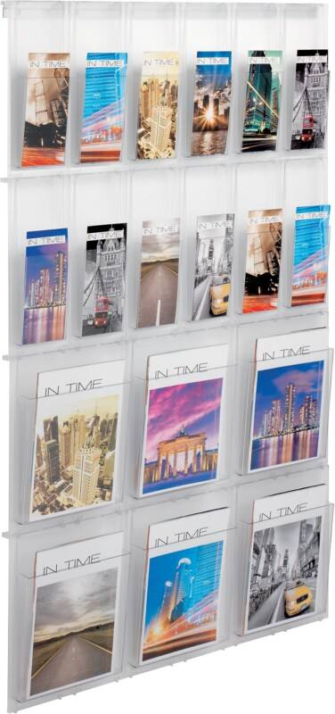 helit Placativ DIN A4 Wandprospekthalter Wandmontiert Transparent H6812302 84 x 5,9 x 129 cm