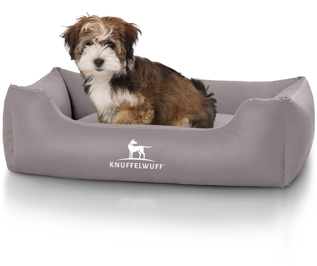 Knuffelwuff Hundebetten Knuffelwuff Kunstleder Hundebett Sidney grau M-L