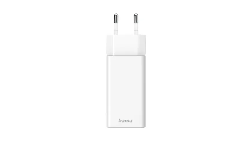 Hama Schnellladegerät, GaN, 1x USB-C PD, 1x USB-A QC, Mini-Ladegerät, 65 W, Weiß