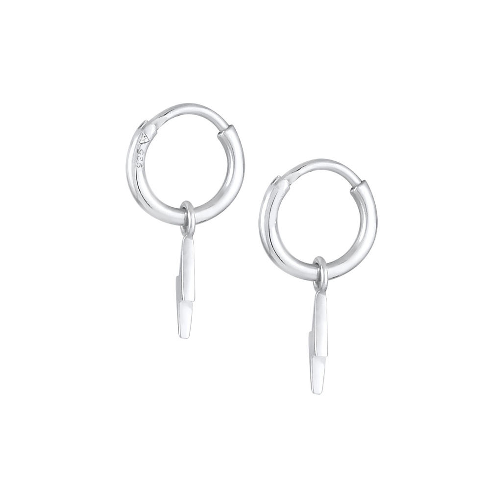 Elli Elli Boucles d'Oreilles Créoles pour femmes Symbole Flash de base en 925/1000 arg Boucles d'oreilles